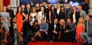 STANDING: EMMA SLATER, BILLY DEE WILLIAMS, DANICA MCKELLAR, VALENTIN CHMERKOVSKIY, SEAN AVERY, CANDACE CAMERON BURE, MAKSIM CHMERKOVSKIY, MERYL DAVIS, NENE LEAKES, TONY DOVOLANI, SHARNA BURGESS, CHARLIE WHITE, CHERYL BURKE, DREW CAREY, DIANA NYAD, HENRY BYALIKOV; SITTING: KARINA SMIRNOFF, DEREK HOUGH, MARK BALLAS, PETA MURGATROYD, JAMES MASLOW, WITNEY CARSON, CODY SIMPSON